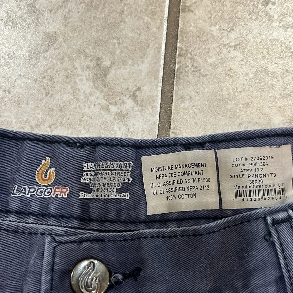 Lapco FR Navy Cargo Pants CAT2 Men's Tag 38x30 (36x29) Work Utility - Picture 3 of 8